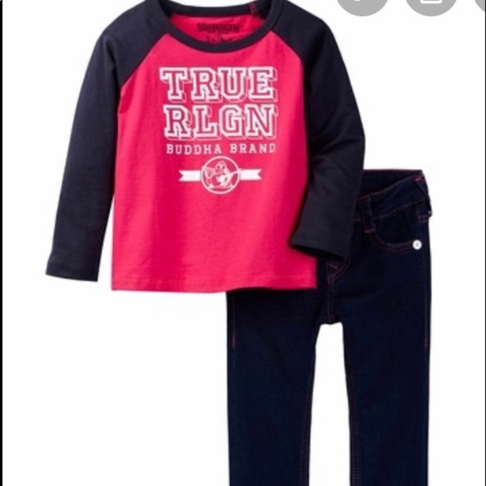 True Religion Long Sleeve Raglan Tee & Jean Set